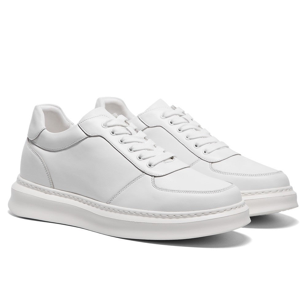 7 CM/2.76 Inches CMR CHAMARIPA Men's Premium White Leather Height Increase Sneakers - Elevator Casual Shoes