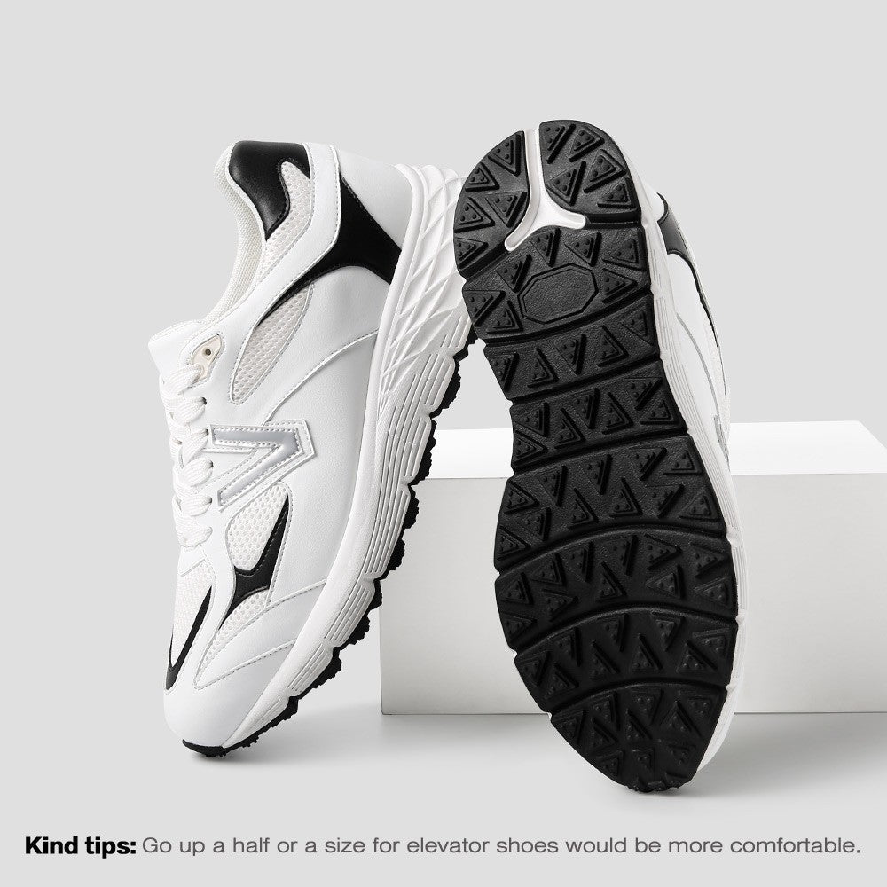 8 CM/3.15 Inches CMR CHAMARIPA Men's Elevator Sneakers – Breathable White Mesh Height-Boost Shoes