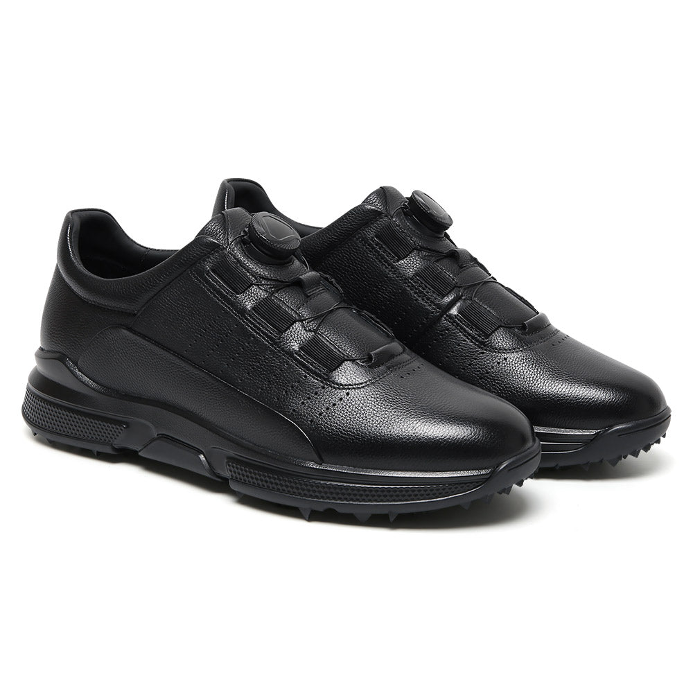 7CM / 2.76 Inches CMR CHAMARIPA Men's Shoes With Higher Heels | Black Leather Casual Sneakers