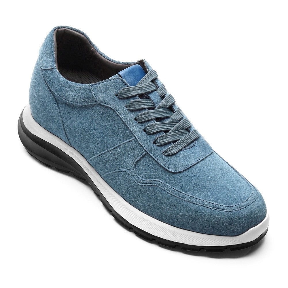 7CM/2.76 Inches CMR CHAMARIPA Custom-Made Navy Suede Elevator Sneakers for Men