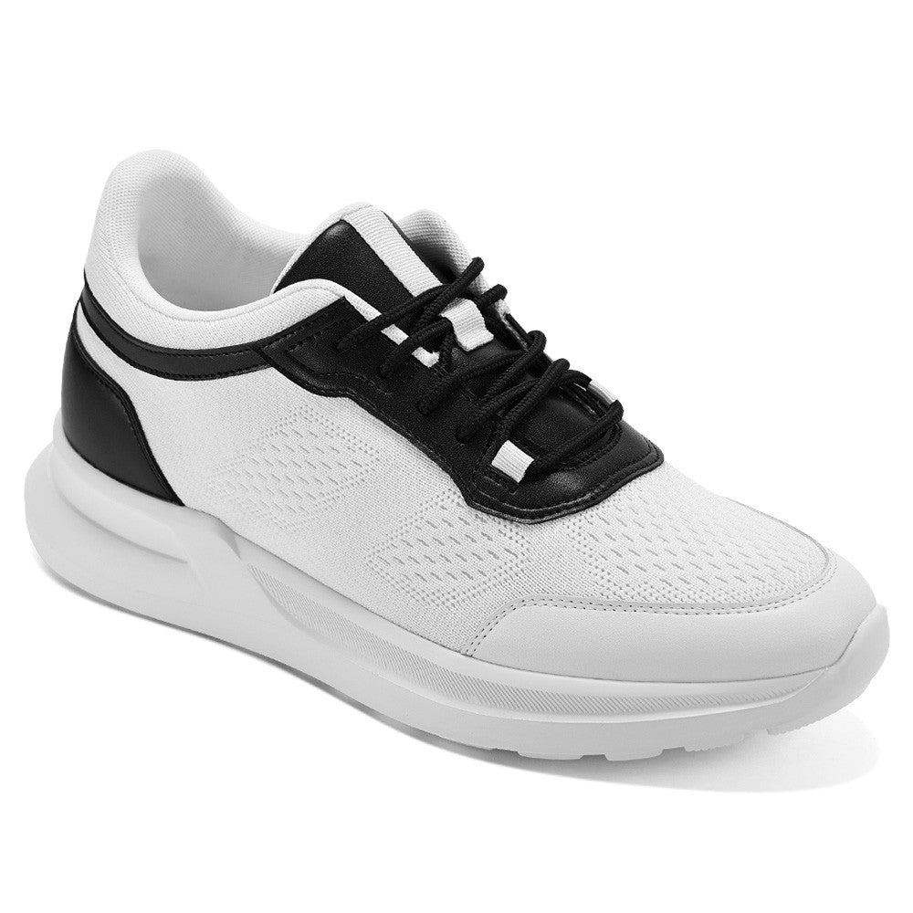 7 CM /2.76 Inches CMR CHAMARIPA Men's White Knit Elevator Sneakers – Lightweight Height Increasing Shoes