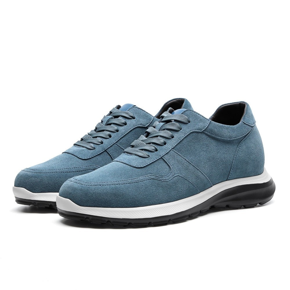 7CM/2.76 Inches CMR CHAMARIPA Custom-Made Navy Suede Elevator Sneakers for Men