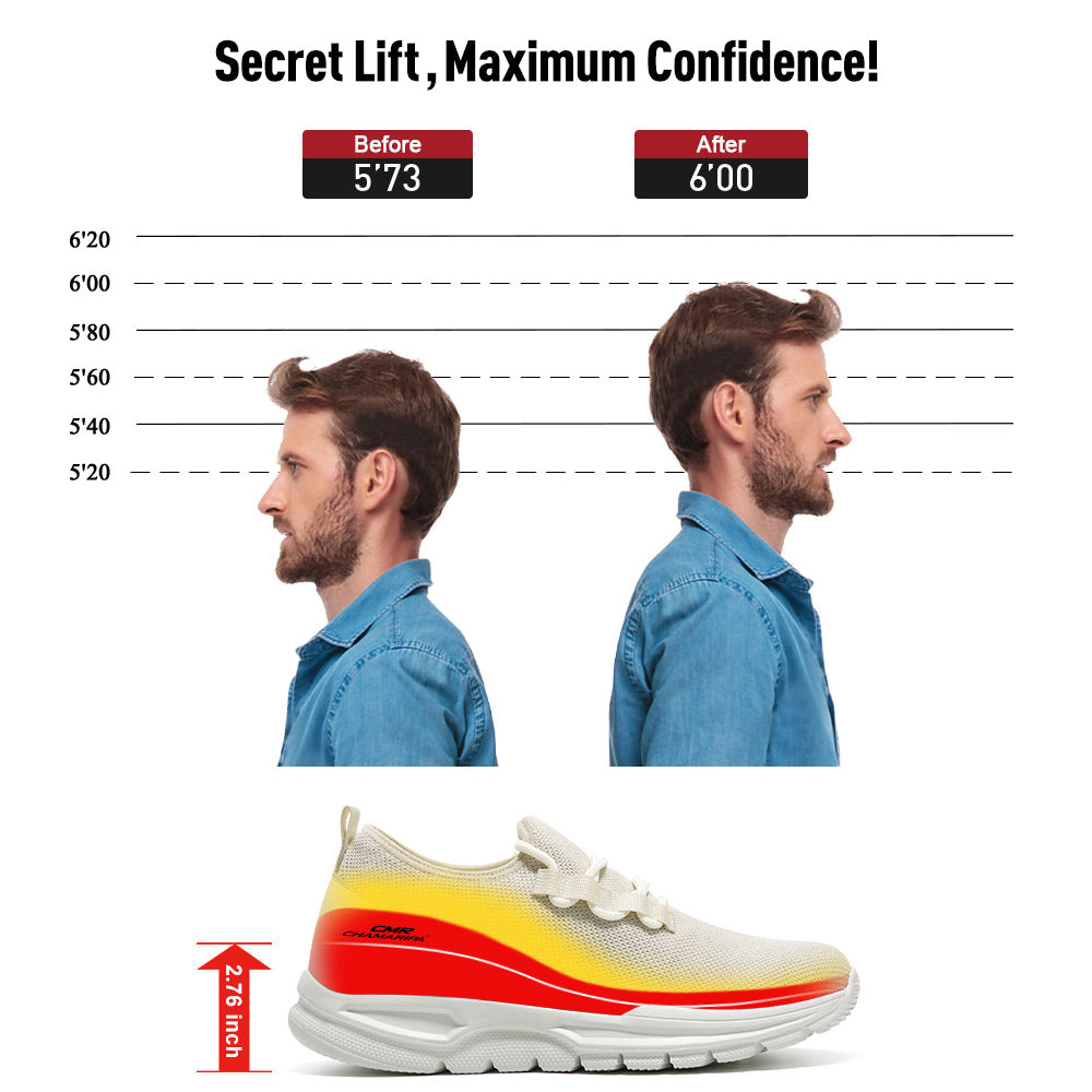 7 CM/2.76 Inches CMR CHAMARIPA Men's Apricot Mesh Slip-On Sneakers