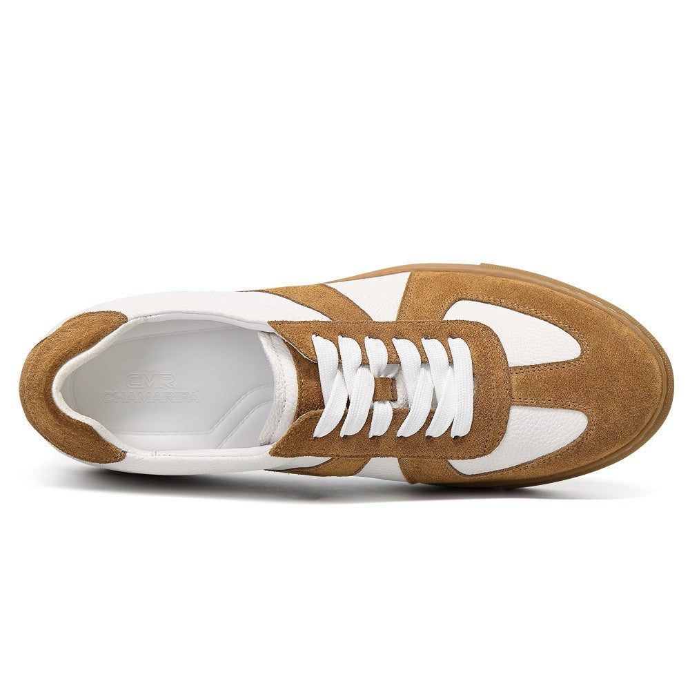 7 CM/2.76 Inches CMR CHAMARIPA Men's Elevator Sneakers – Brown Suede Height Increase Shoes