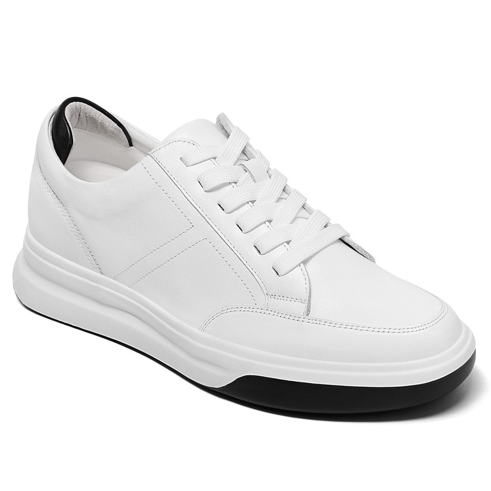 7CM/2.76 Inches CMR CHAMARIPA Men's White Leather Elevator Sneakers