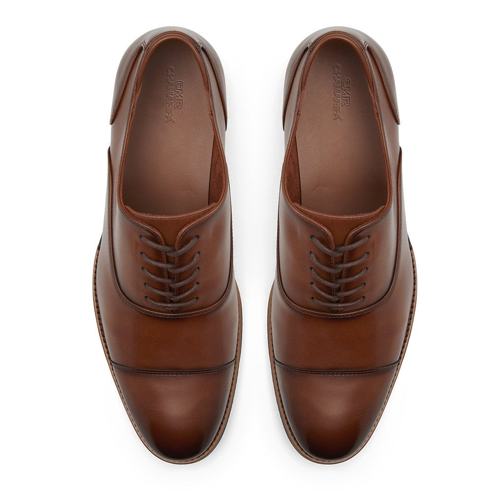 7 CM/2.76 Inches CMR CHAMARIPA Men’s Height-Increasing Oxford Shoes – Cognac Leather | 7CM Taller