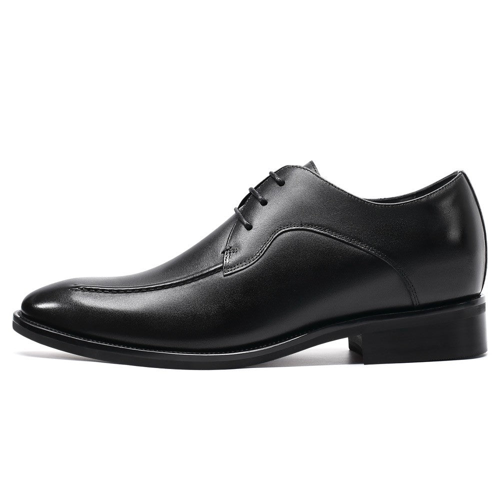 7 CM/2.76 Inches CMR CHAMARIPA Men's Elevator Dress Shoes - Black Leather Lace-Up Formal Shoes