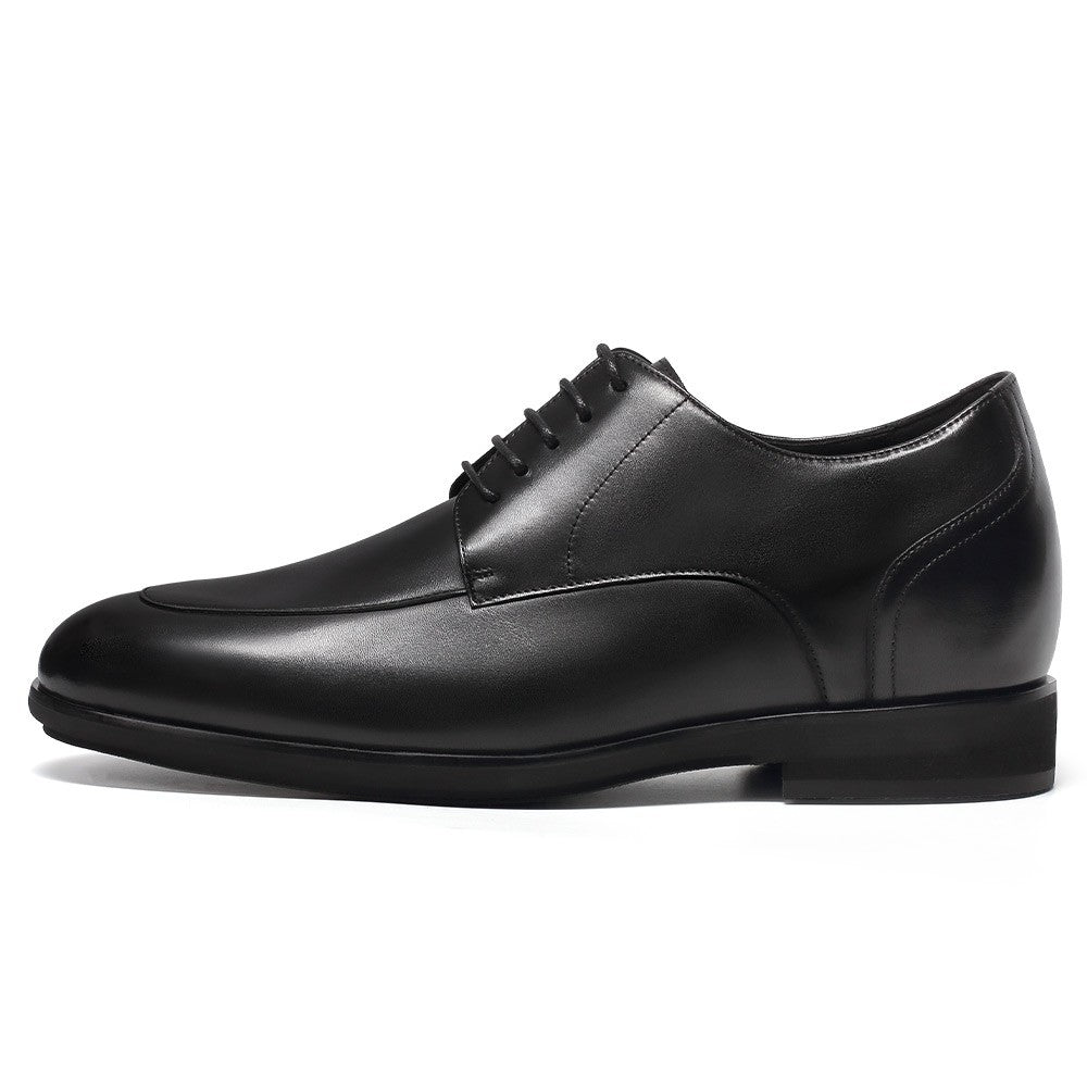 6 CM/2.36 Inches CMR CHAMARIPA Men's Elevator Derby Shoes | 6CM Height Increase Dress Shoes | Black Calfskin Leather, Classic Lace-Up Design