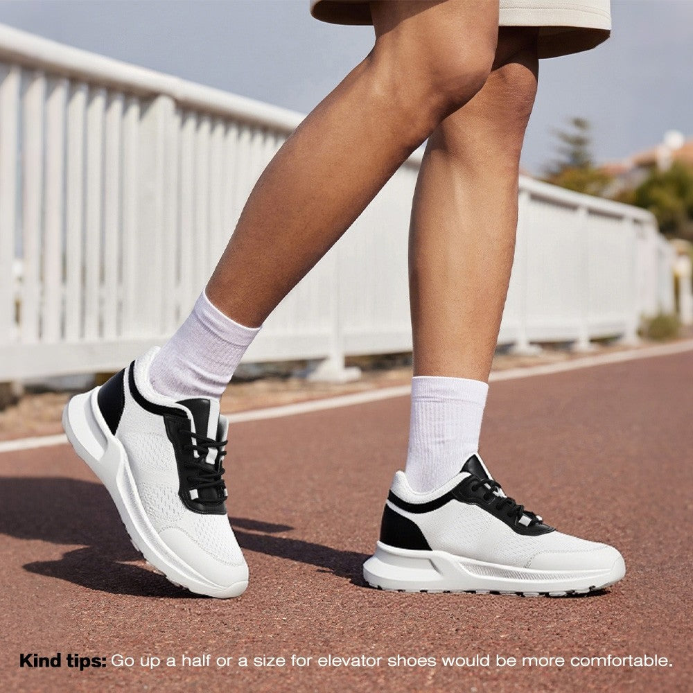 7 CM /2.76 Inches CMR CHAMARIPA Men's White Knit Elevator Sneakers – Lightweight Height Increasing Shoes