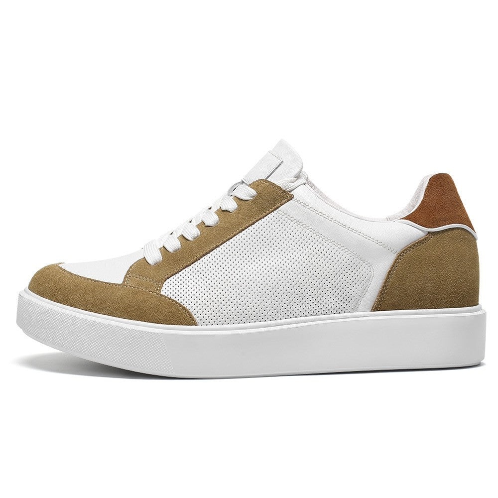 7 CM/2.76 Inches CMR CHAMARIPA CMR CHAMARIPA Men's Height-Increasing Elevator Shoes - White Leather Casual Sneakers for Instant Height Boost & Stylish Comfort