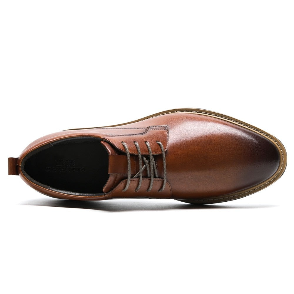 7 CM/2.76 Inches CMR CHAMARIPA Men’s Elevator Dress Shoes - Brown Leather Business Derby Shoes