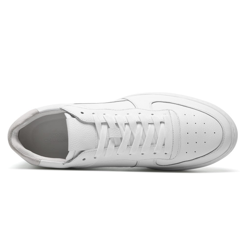 6 CM/2.36 Inches CMR CHAMARIPA Men's Elevator Shoes – White Leather Height Increase Sneakers - Comfortable & Stylish Taller Look Shoes