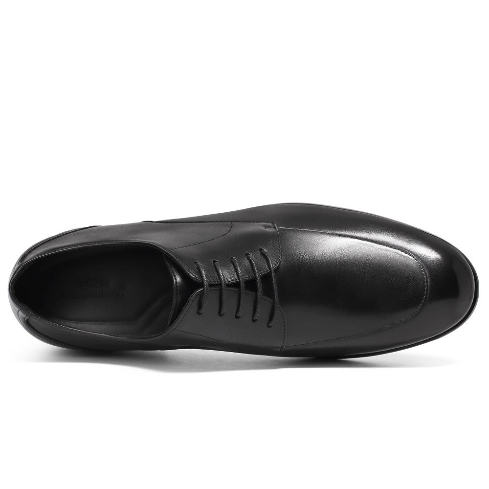 6 CM/2.36 Inches CMR CHAMARIPA Men's Elevator Derby Shoes | 6CM Height Increase Dress Shoes | Black Calfskin Leather, Classic Lace-Up Design