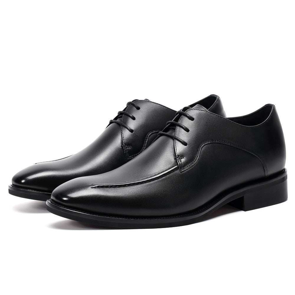 7 CM/2.76 Inches CMR CHAMARIPA Men's Elevator Dress Shoes - Black Leather Lace-Up Formal Shoes