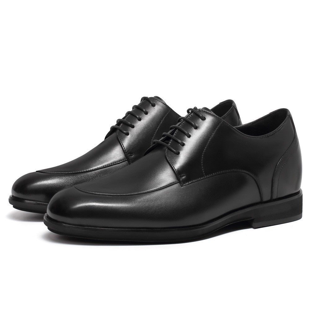 6 CM/2.36 Inches CMR CHAMARIPA Men's Elevator Derby Shoes | 6CM Height Increase Dress Shoes | Black Calfskin Leather, Classic Lace-Up Design