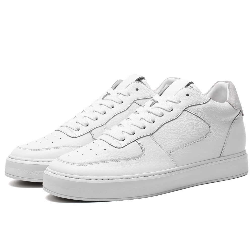 6 CM/2.36 Inches CMR CHAMARIPA Men's Elevator Shoes – White Leather Height Increase Sneakers - Comfortable & Stylish Taller Look Shoes