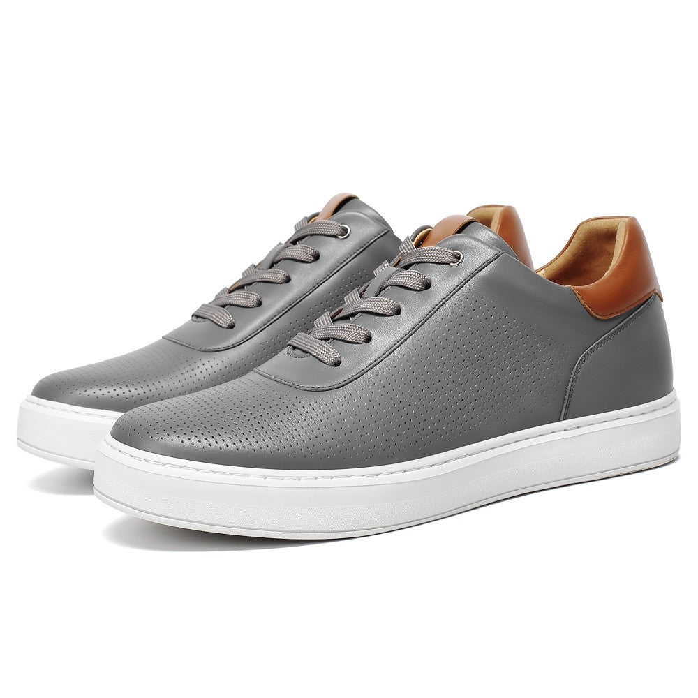 6 CM/2.36 Inches CMR CHAMARIPA Men's Height Increase Shoes – Gray Leather Elevator Sneakers