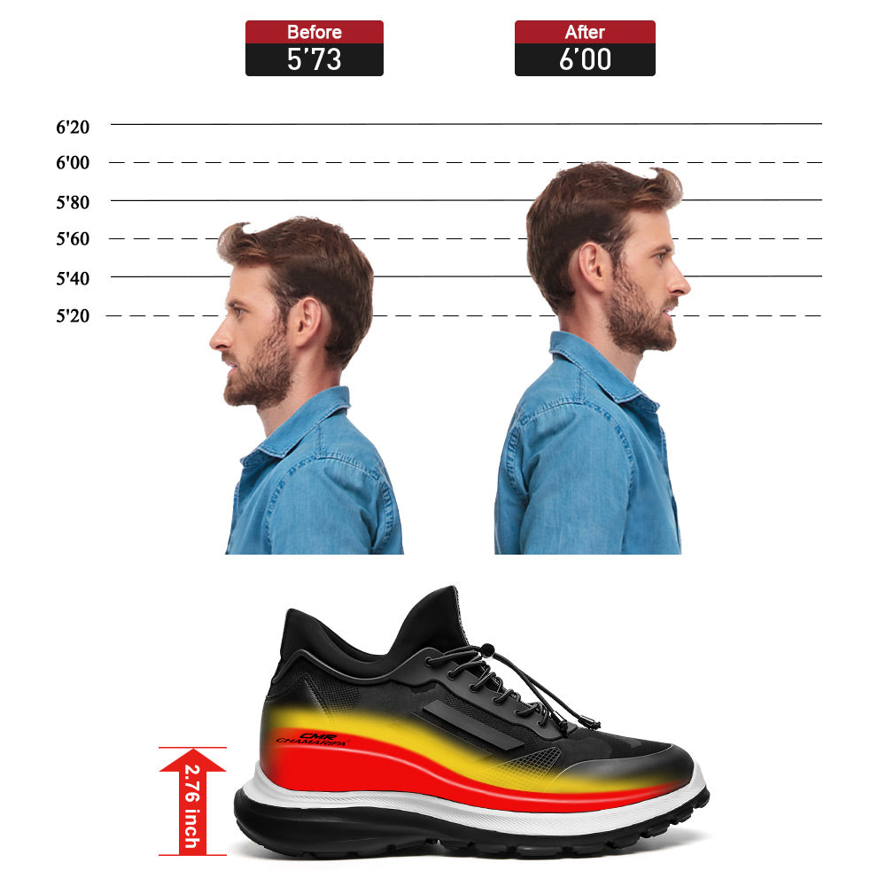 7 CM / 2.76 Inches CMR CHAMARIPA Hidden Heel Sneakers Shoes Men Taller Sports Shoes