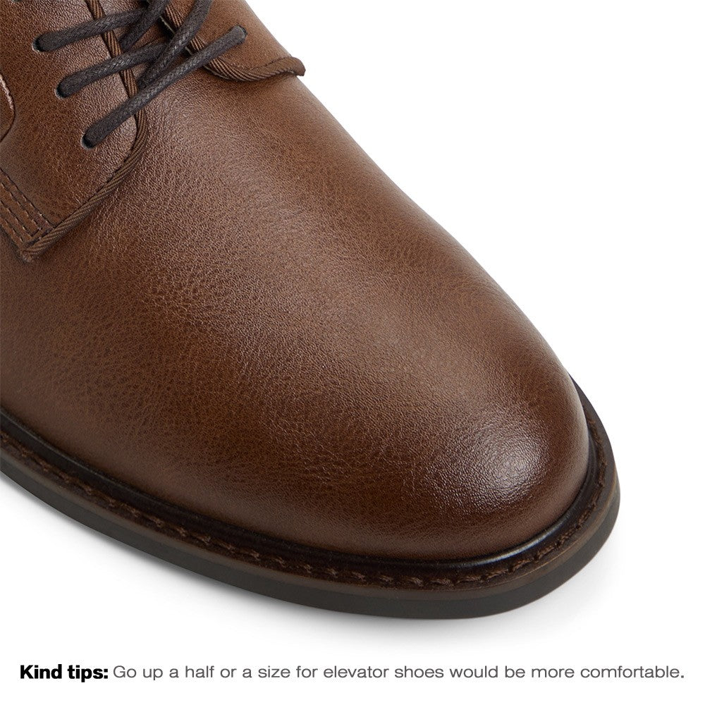 7 CM/2.76 Inches CMR CHAMARIPA Men's Brown Vegan Derby Elevator Shoes – 7CM Height Boost, Formal & Eco-Conscious Style