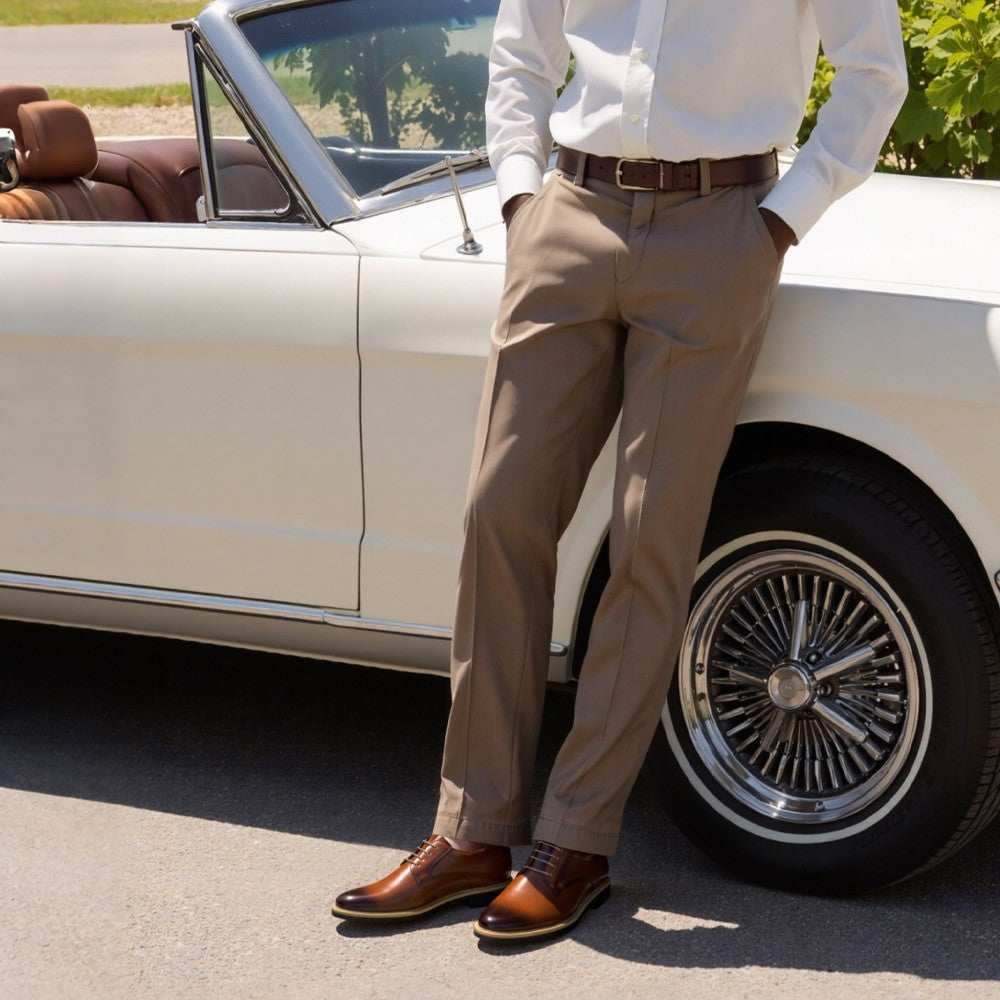 7 CM/2.76 Inches CMR CHAMARIPA Men’s Elevator Dress Shoes - Brown Leather Business Derby Shoes