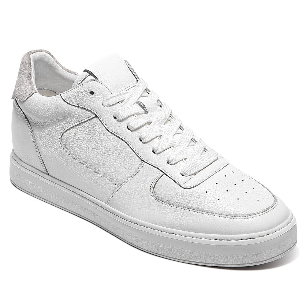 6 CM/2.36 Inches CMR CHAMARIPA Men's Elevator Shoes – White Leather Height Increase Sneakers - Comfortable & Stylish Taller Look Shoes