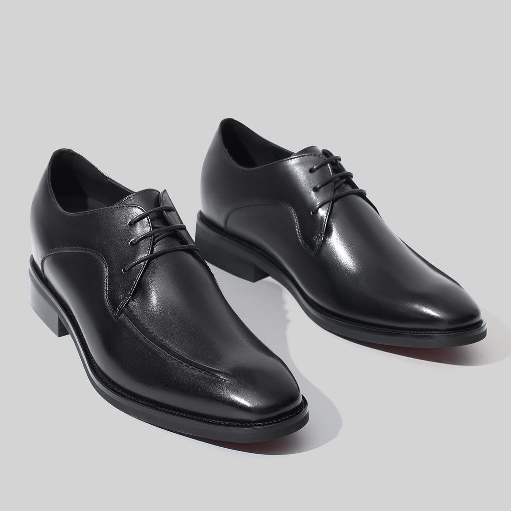 7 CM/2.76 Inches CMR CHAMARIPA Men's Elevator Dress Shoes - Black Leather Lace-Up Formal Shoes