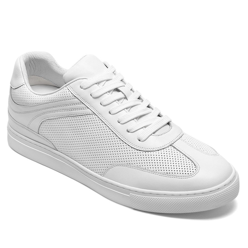 6 CM/2.36 Inches CMR CHAMARIPA Men’s Elevator Casual Sneakers - Crisp White Leather Shoes for Subtle Height Boost & Everyday Style