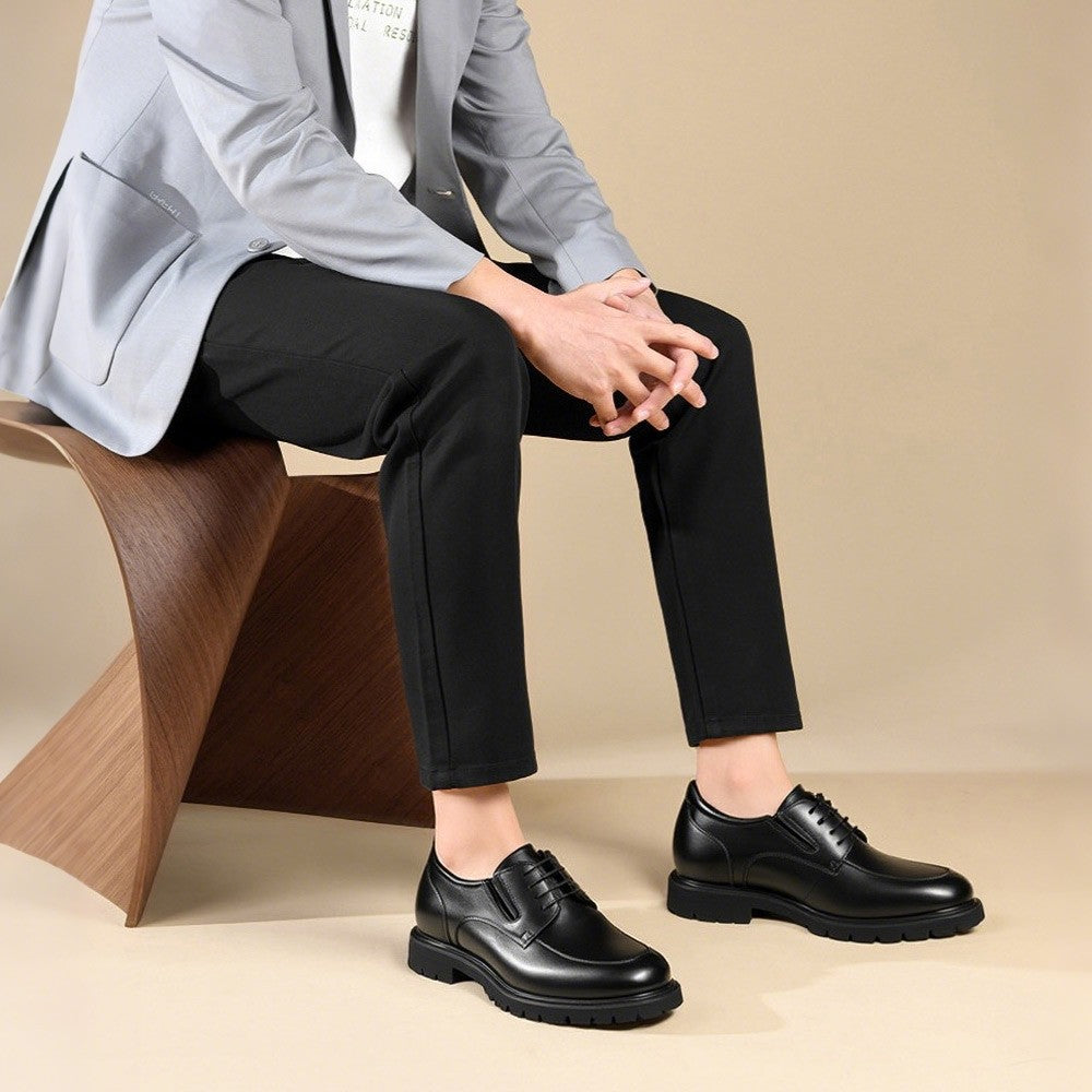 8 CM/3.15 Inches CMR CHAMARIPA Men's Black Leather Derby Elevator Shoes