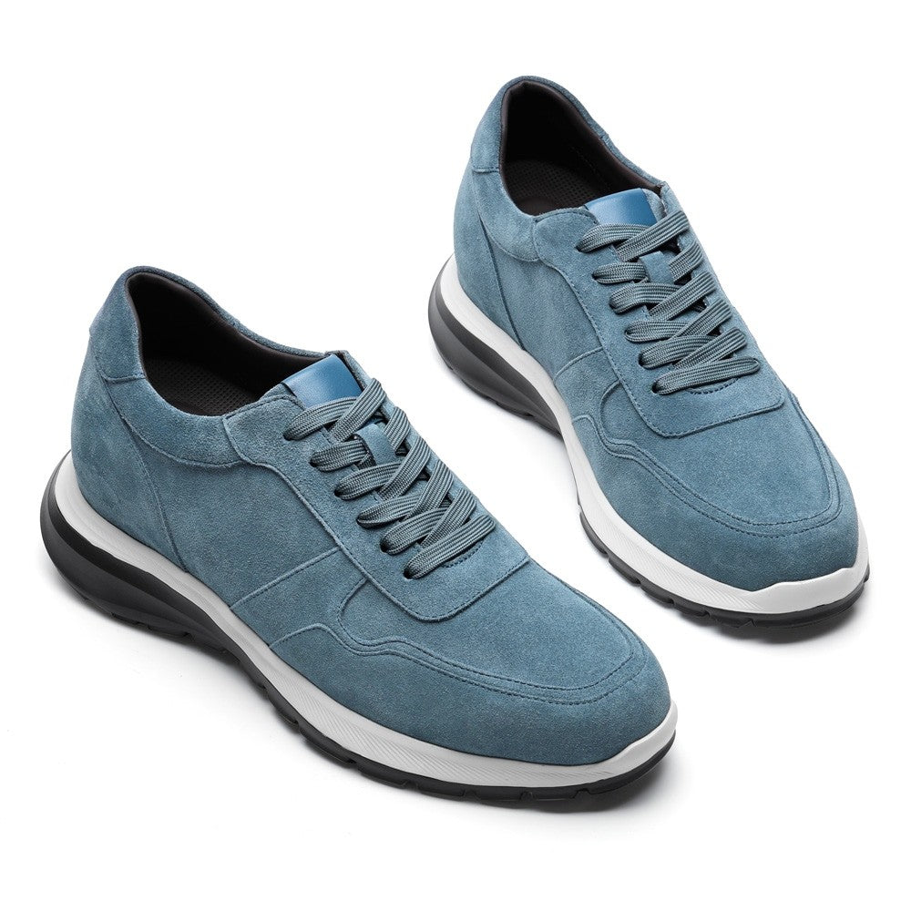 7CM/2.76 Inches CMR CHAMARIPA Custom-Made Navy Suede Elevator Sneakers for Men
