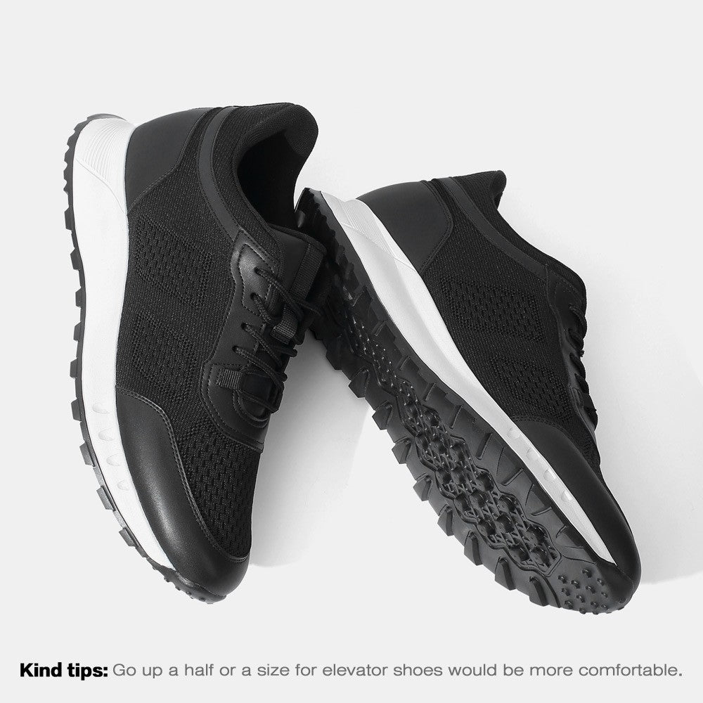 6 CM/2.36 Inches CMR CHAMARIPA Men's Black Knit Elevator Sneakers