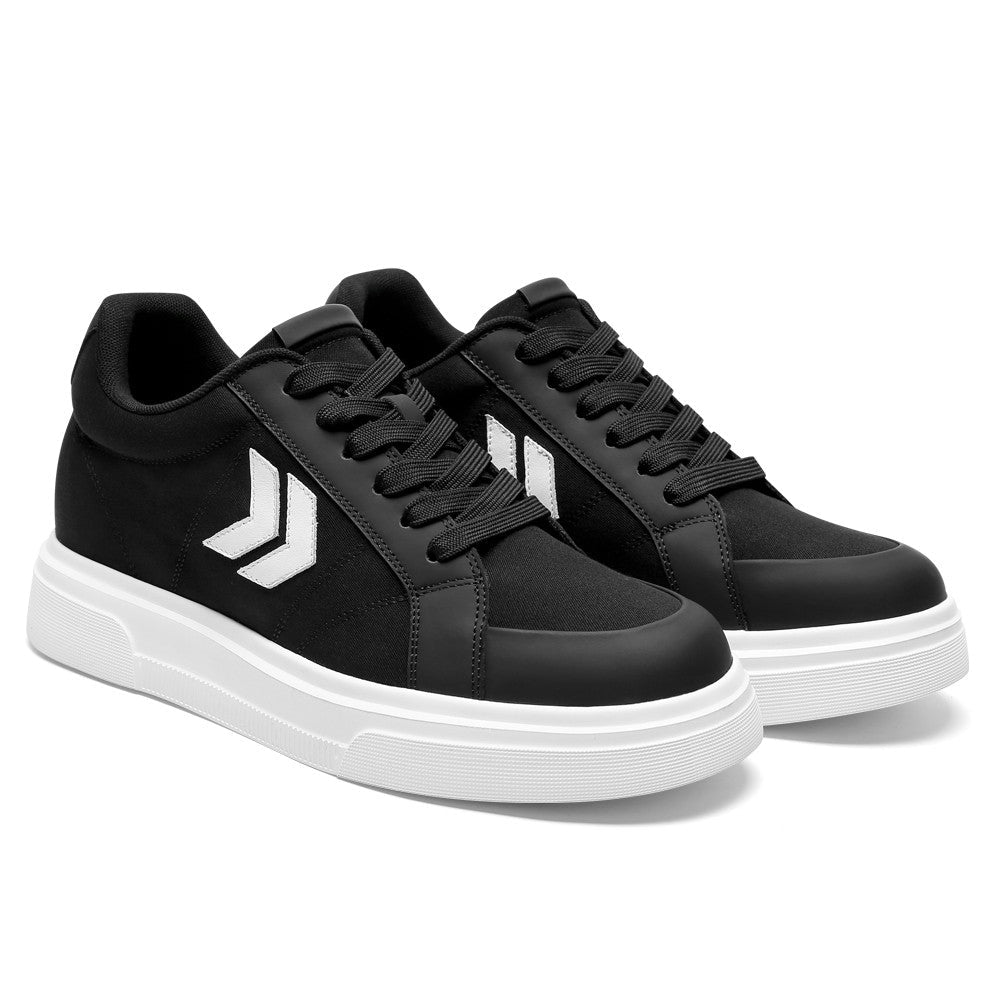 8 CM/3.15 Inches CMR CHAMARIPA Men's Hidden Elevator Shoes - Classic Black Cloth