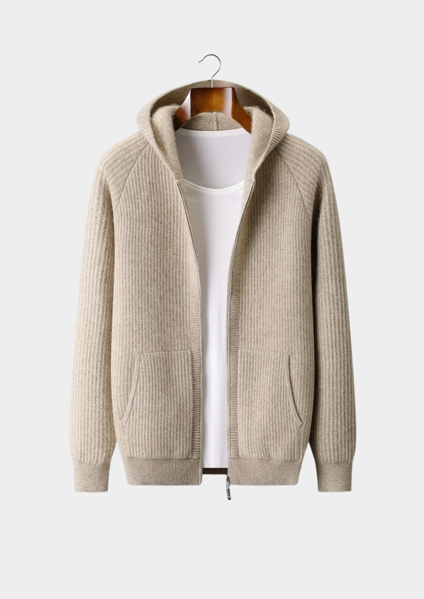 Cavallo Wool Ribbed Zipper Hoodie