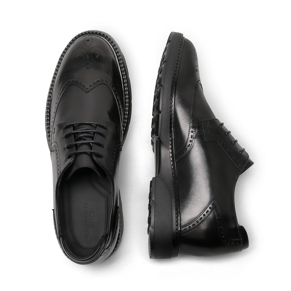 7CM/2.76 Inches CMR CHAMARIPA Men's Black Leather Derby Shoes