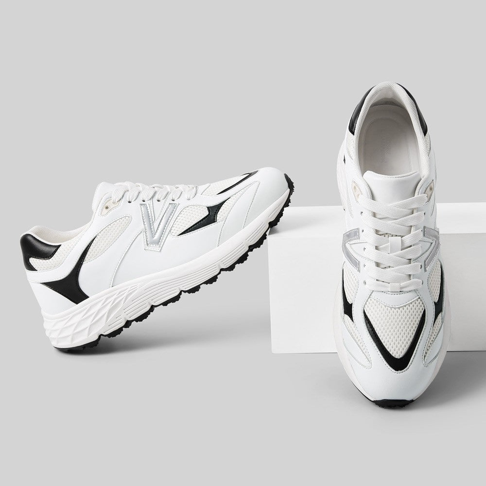 8 CM/3.15 Inches CMR CHAMARIPA Men's Elevator Sneakers – Breathable White Mesh Height-Boost Shoes