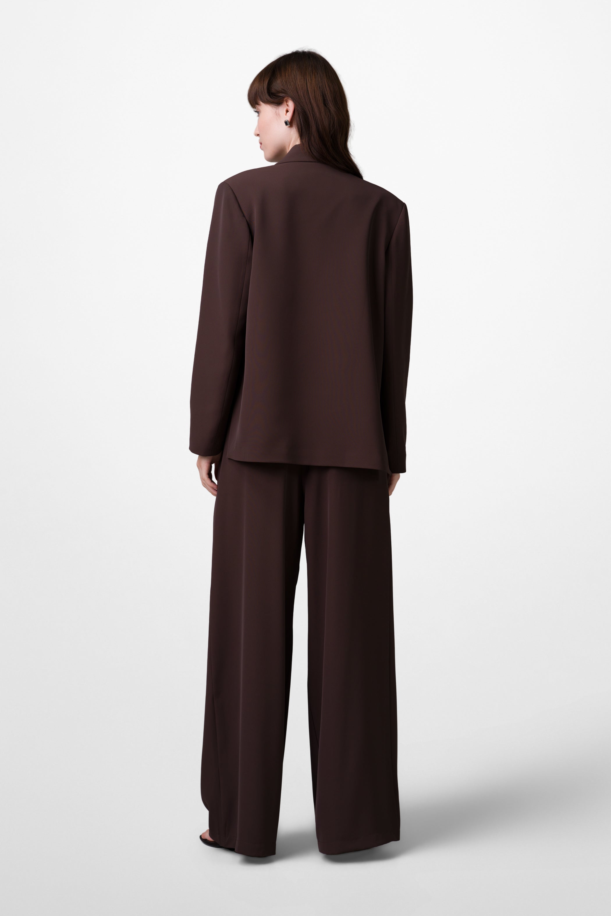 Lana Pleated Elastic Waist Trousers | Espresso Brown