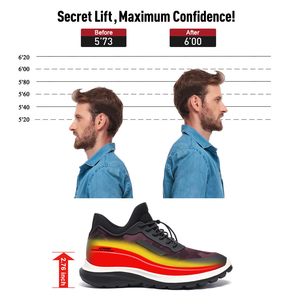 7 CM/2.76 Inches CMR CHAMARIPA Men's Height Increasing Sneakers - Hidden Heel Elevator Shoes