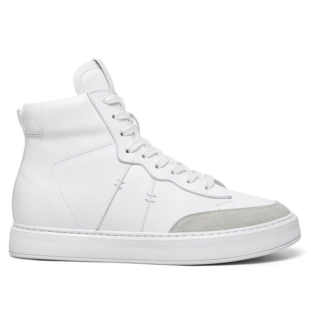 7CM / 2.76 InchesCMR CHAMARIPA Men's Height Increasing Boots - Off-White Leather Casual Boots