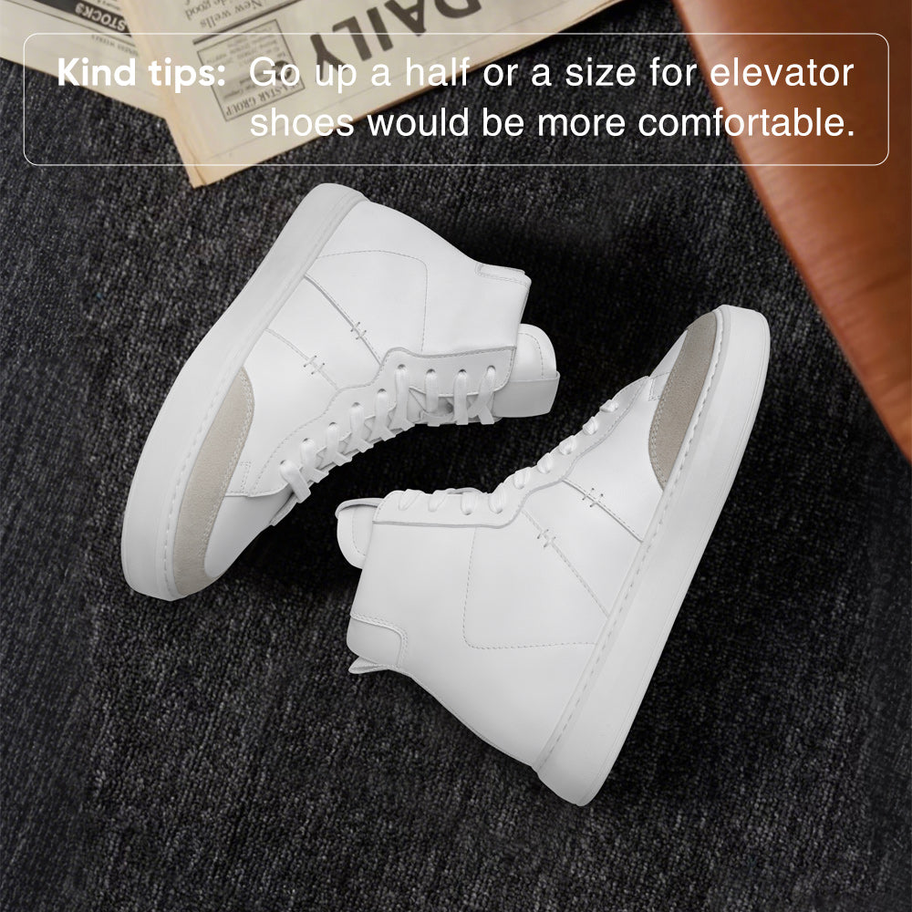 7CM / 2.76 InchesCMR CHAMARIPA Men's Height Increasing Boots - Off-White Leather Casual Boots