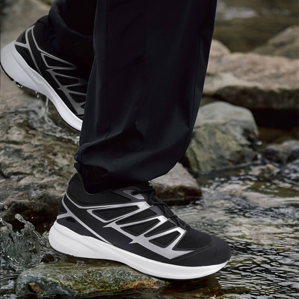 7CM / 2.76 Inches CMR CHAMARIPA Men's Shoes With Higher Heels | Black Breathable Mesh Taller Sneakers