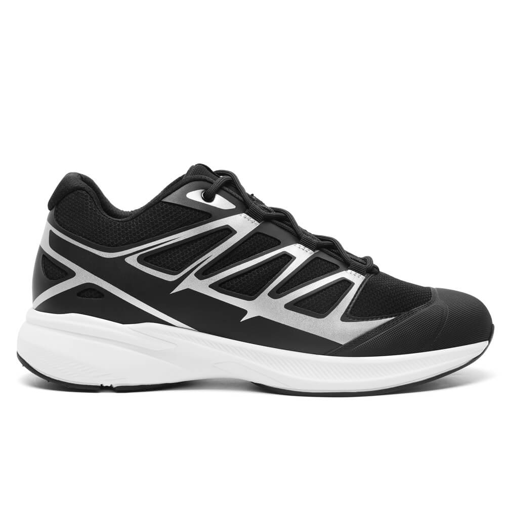 7CM / 2.76 Inches CMR CHAMARIPA Men's Shoes With Higher Heels | Black Breathable Mesh Taller Sneakers