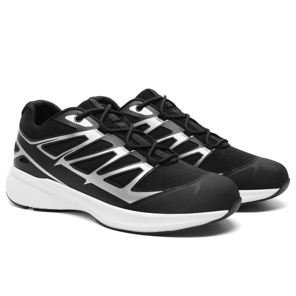 7CM / 2.76 Inches CMR CHAMARIPA Men's Shoes With Higher Heels | Black Breathable Mesh Taller Sneakers