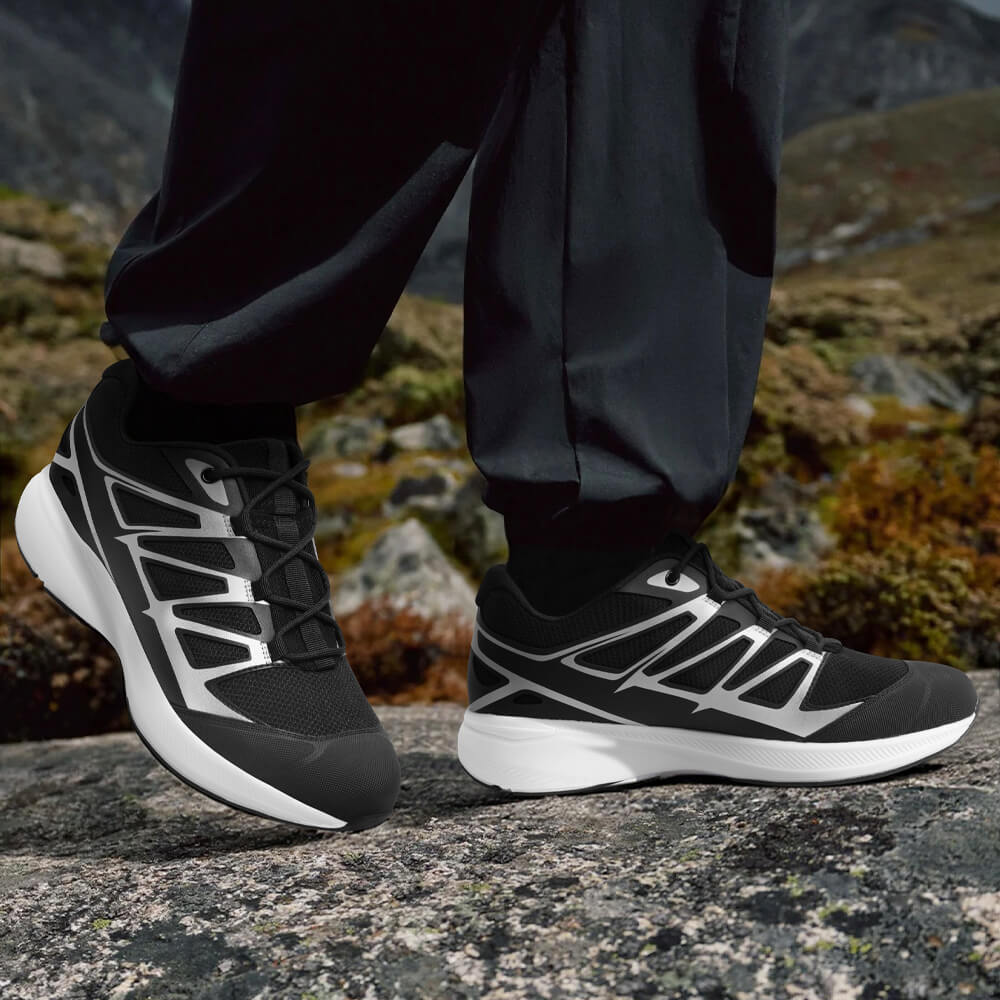7CM / 2.76 Inches CMR CHAMARIPA Men's Shoes With Higher Heels | Black Breathable Mesh Taller Sneakers