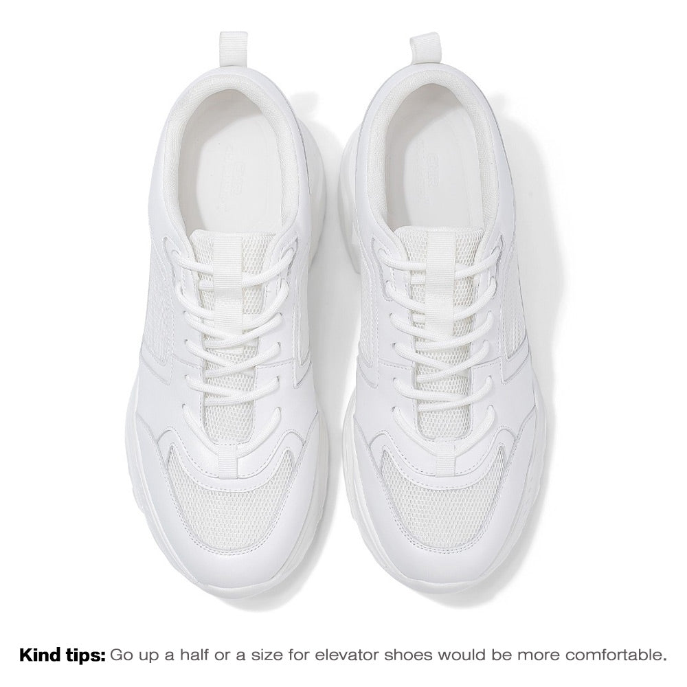 8 CM / 3.15 Inches CMR CHAMARIPA Handcrafted Height Increasing Sneakers for Men - White Sneakers