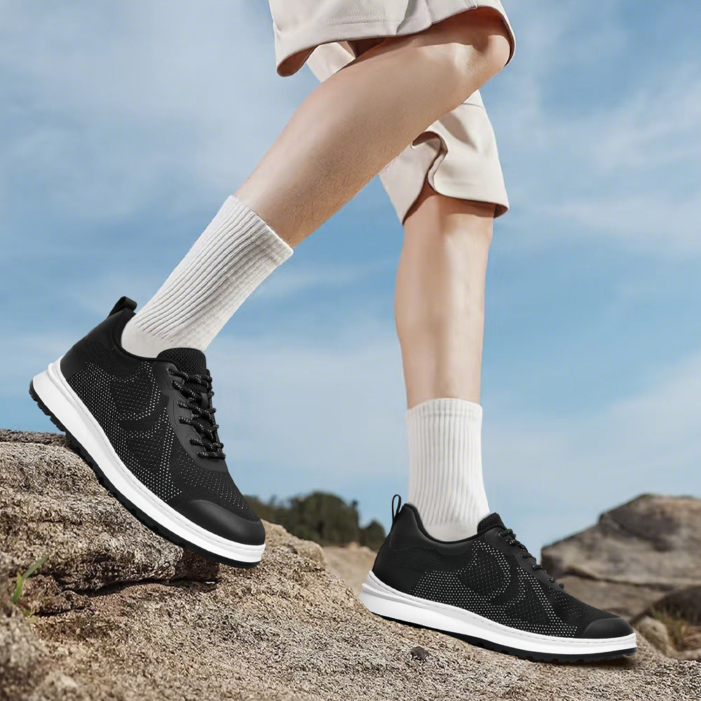7CM / 2.76 InchesCMR CHAMARIPA Men's Invisible Height Increase Shoes - Black Knit Casual Height Trainer