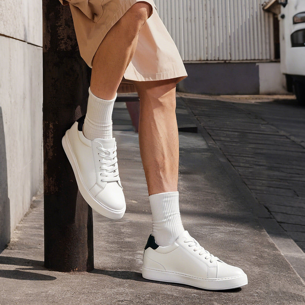 6 CM/2.36 Inches CMR CHAMARIPA White Leather Height-Boosting Casual Shoes