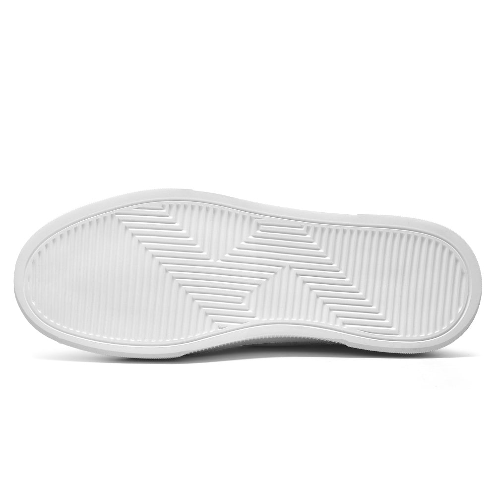 7CM / 2.76 inches CMR Chamaripa Men's Height-Boosting Sneakers - White Leather Everyday Casual Shoes