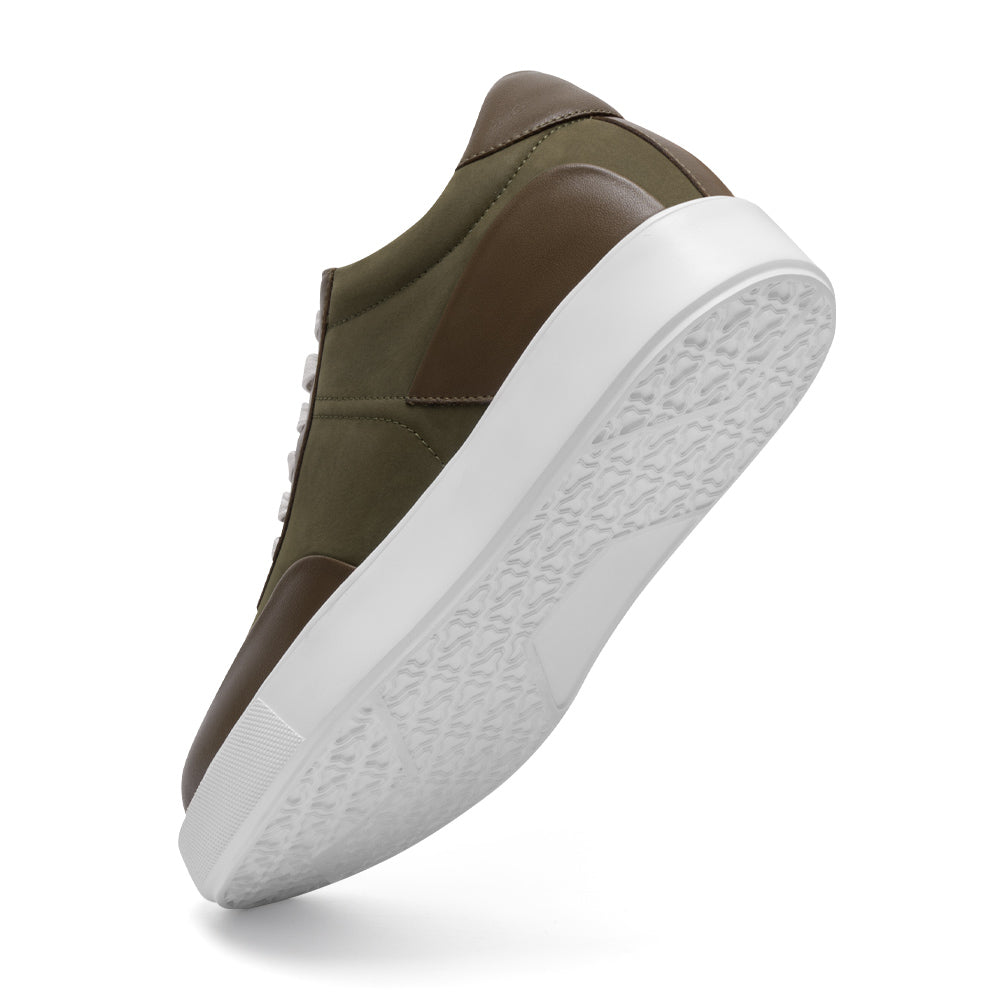 7CM / 2.76 Inches CMR CHAMARIPA Elevator Shoes For Men - Olive Green Nubuck Casual Sports Shoes