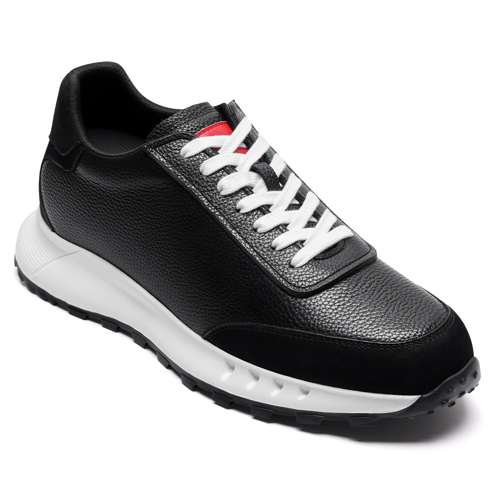 8CM / 3.15 Inches CMR CHAMARIPA Men's Height Increasing Shoes For Men | Black Leather Casual Elevator Sneakers