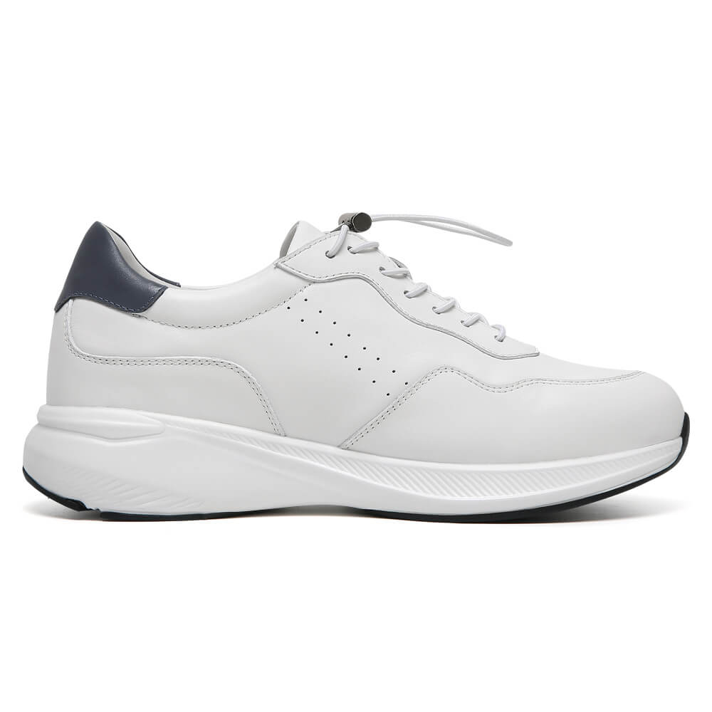 7CM / 2.76 Inches CMR CHAMARIPA Men's Elevator Shoes | White Leather Trainers That Make You Taller