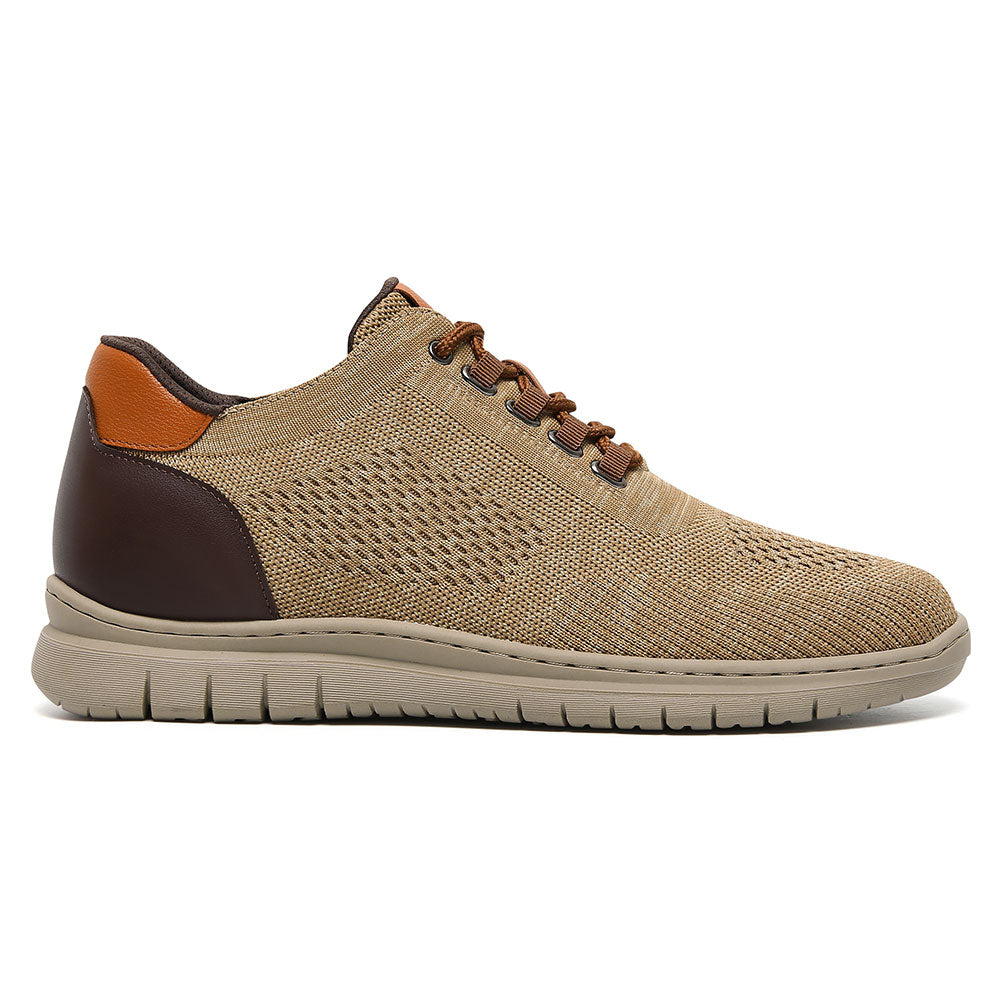 6CM / 2.36 Inches CMR CHAMARIPA Best Elevator Shoes For Men - Khaki Knit Casual Shoes